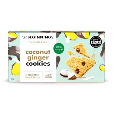 Surowe ciasteczka kokosowo-imbirowe The Beginnings, 80g