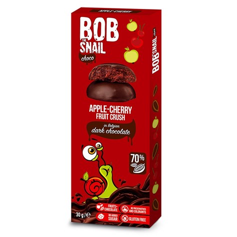 Bob Snail jabłko-wiśnia w ciemnej czekoladzie, 30g