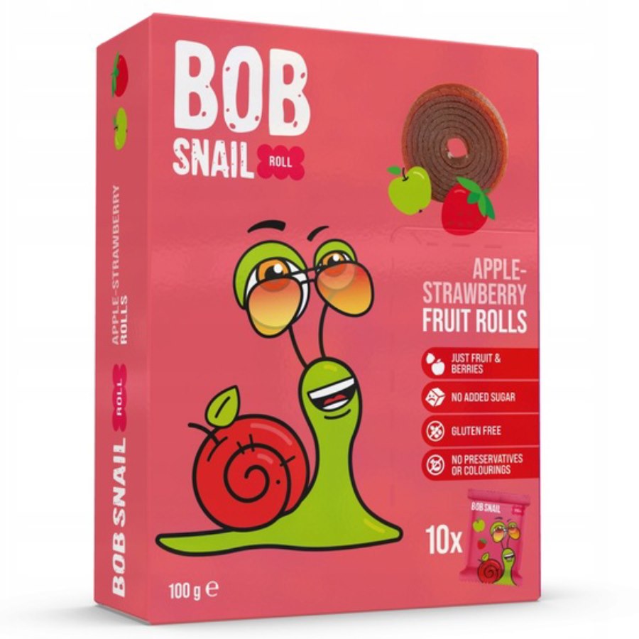 Przekąska  Jabłko - truskawka   bez dodatku cukru Bob Snail,  100g