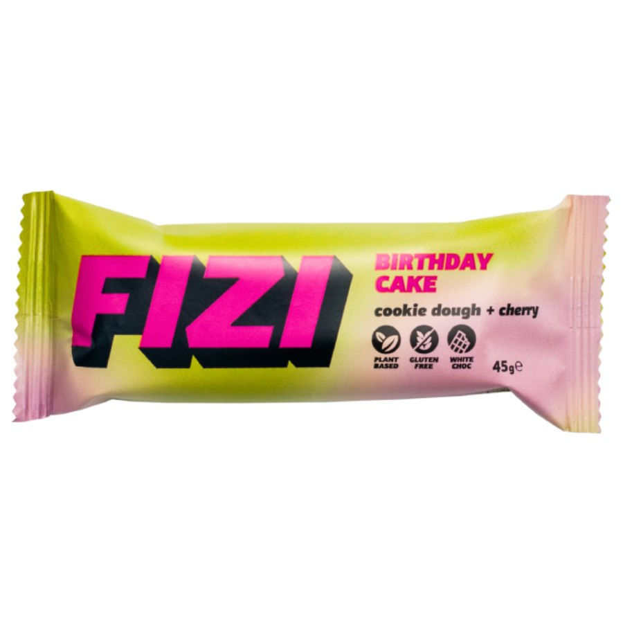 Baton w białej polewie „COOKIE DOUGH+CHERRY” Fizi, 45g