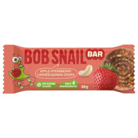 Baton Jabłko-Truskawka-Nerkowce-Chrupki z komosy ryżowej Bob Snail, 35 g