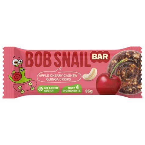Baton Jabłko-Wiśnia-Nerkowce-Chrupki z komosy ryżowej Bob Snail, 35 g