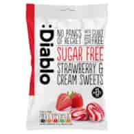 Cukierki śmietankowe o smaku truskawki bez cukru Diablo, 75g