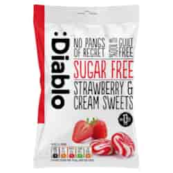 Cukierki śmietankowe o smaku truskawki bez cukru Diablo, 75g
