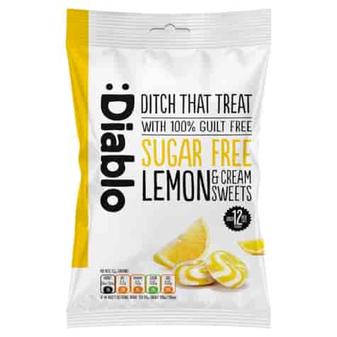 Cukierki śmietankowe o smaku cytryny bez cukru Diablo, 75g