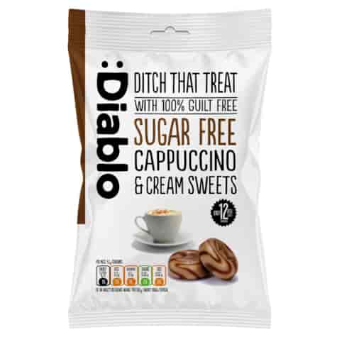 Cukierki śmietankowe o smaku cappuccino bez cukru Diablo, 75g