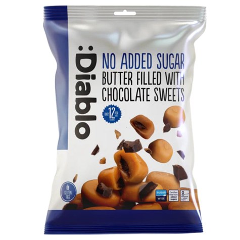 Cukierki maślane z nadzieniem czekoladowym bez dodatku cukru Diablo, 75g