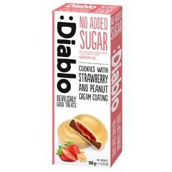 Ciasteczka z polewą truskawkowo - orzechową bez dodatku cukru Diablo, 100g