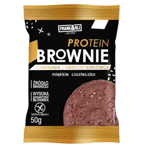 Ciastko proteinowe Brownie Czekolada i Orzech Nerkowca Frank&Oli, 50g