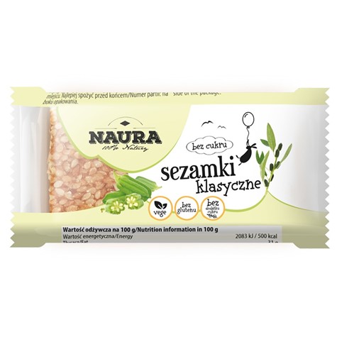 Sezamki bez cukru Naura, 27g