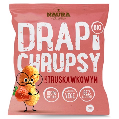 Chrupki Drapi Chrupsy o smaku truskawkowym Naura BIO, 50g