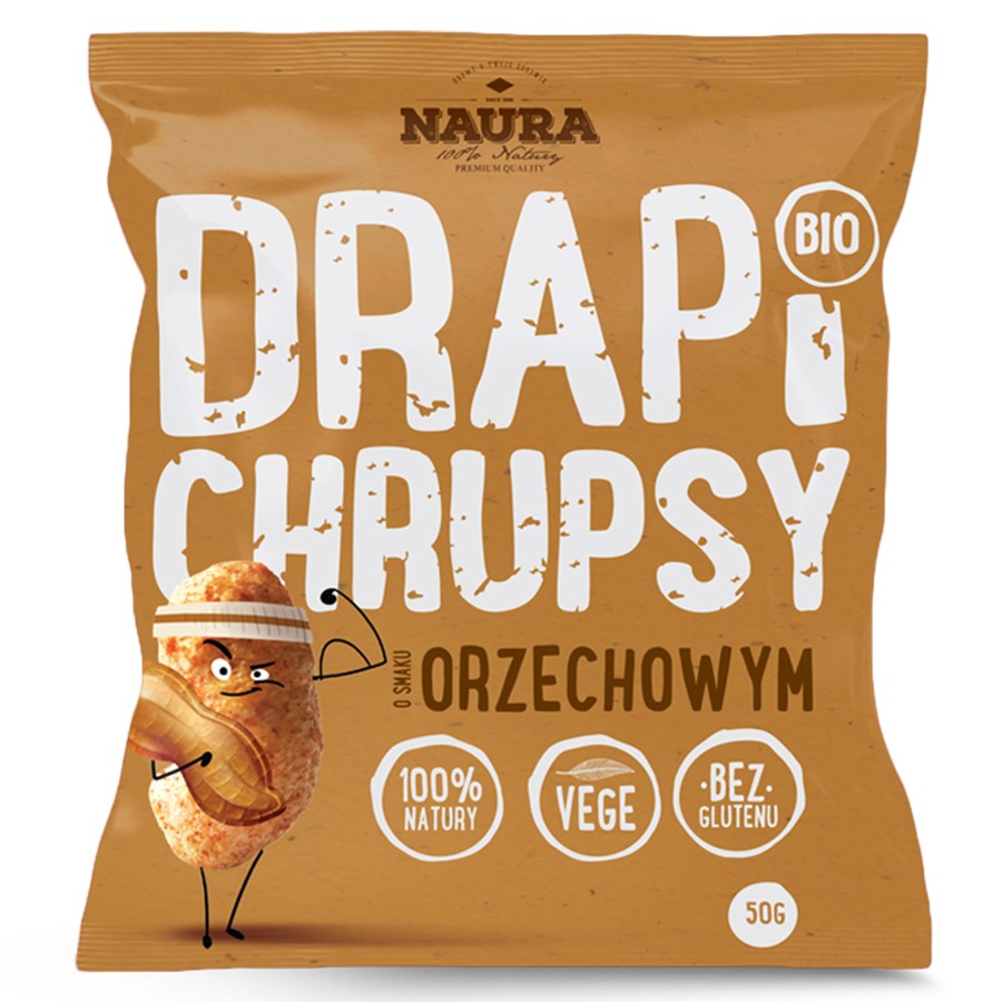 Chrupki Drapi Chrupsy o smaku orzechowym Naura BIO, 50g