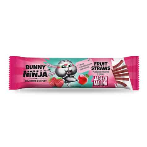 Przekąska owocowa o smaku jabłko-malina Fruit Straws Bunny Ninja, 16 g