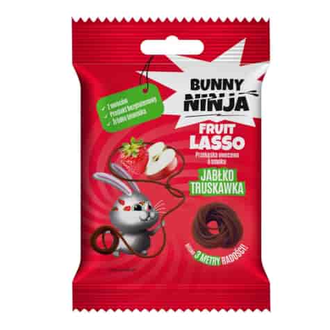 Przekąska owocowa o smaku jabłko-truskawka Fruit Lasso Bunny Ninja, 20 g