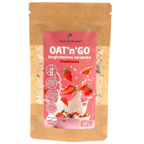 Owsianka truskawkowa bezglutenowa OAT'n'GO Pięć Przemian, 85 g