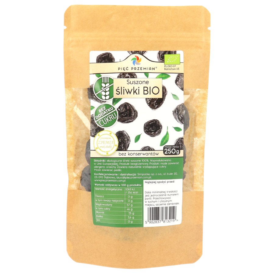 Śliwki suszone BIO Pięć Przemian, 250g