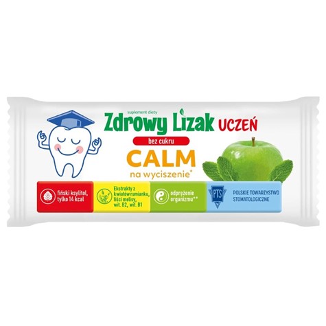 Zdrowy Lizak Uczeń Bez Cukru Calm na wyciszenie o smaku jabłko - mięta Starpharma, 6g