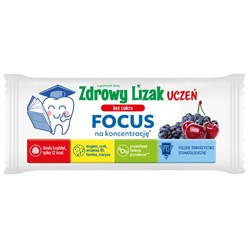 Zdrowy Lizak Uczeń Bez Cukru Focus na koncentrację o smaku wiśniowo jagodowym Starpharma, 6g