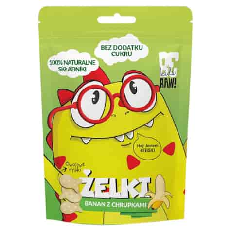 Żelki banan z chrupkami BeRaw Kids, 35g