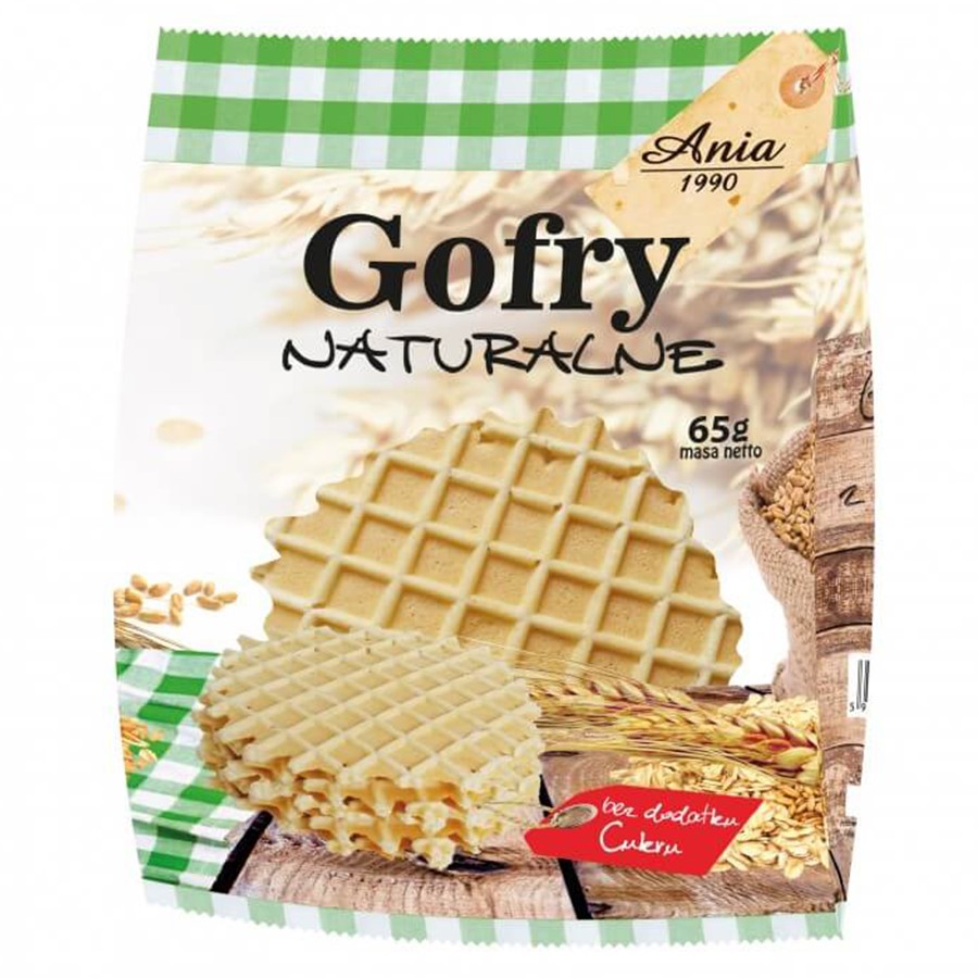 Gofry naturalne, bez dodatku cukru Ania, 65g