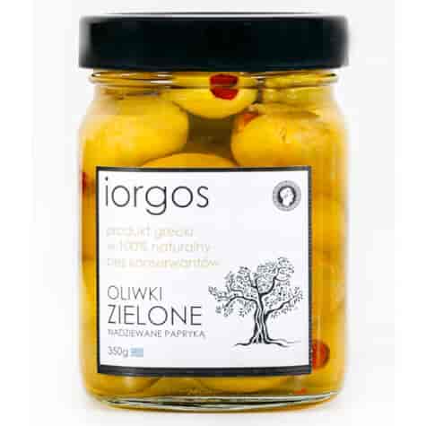Oliwki zielone PREMIUM - z papryką IORGOS, 350g