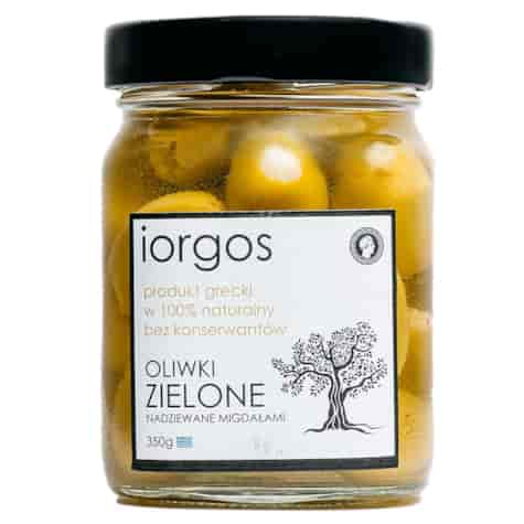 Oliwki zielone PREMIUM - z migdałami IORGOS, 350g