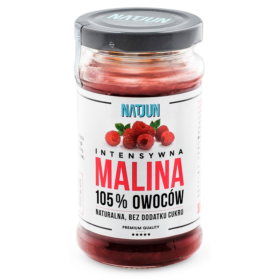 Konfitura malina bez dodatku cukru 125% owoców Natjun, 240g