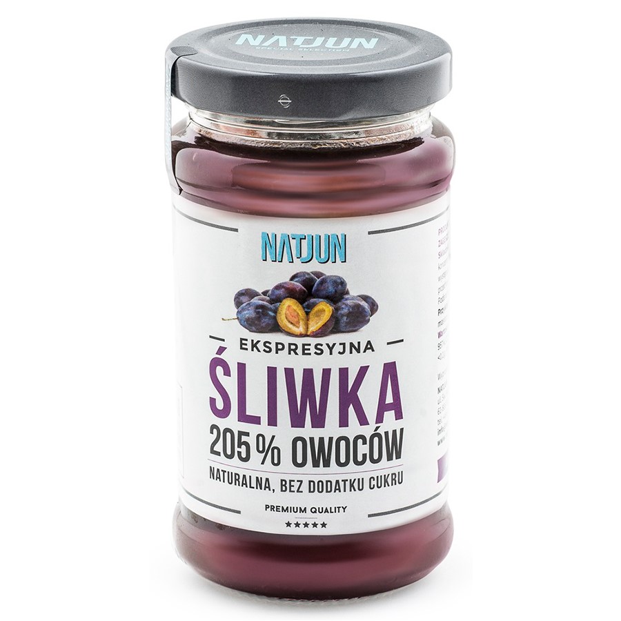 Konfitura śliwka bez dodatku cukru 205% owoców Natjun, 220g