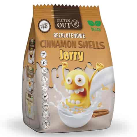 Muszelki śniadaniowe  Cinnamon Shells JERRY  - Cynamon Gluten Out, 375g