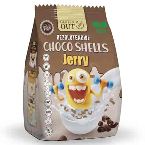 Muszelki śniadaniowe  Choco Shells JERRY  - Kakao Gluten Out, 375g