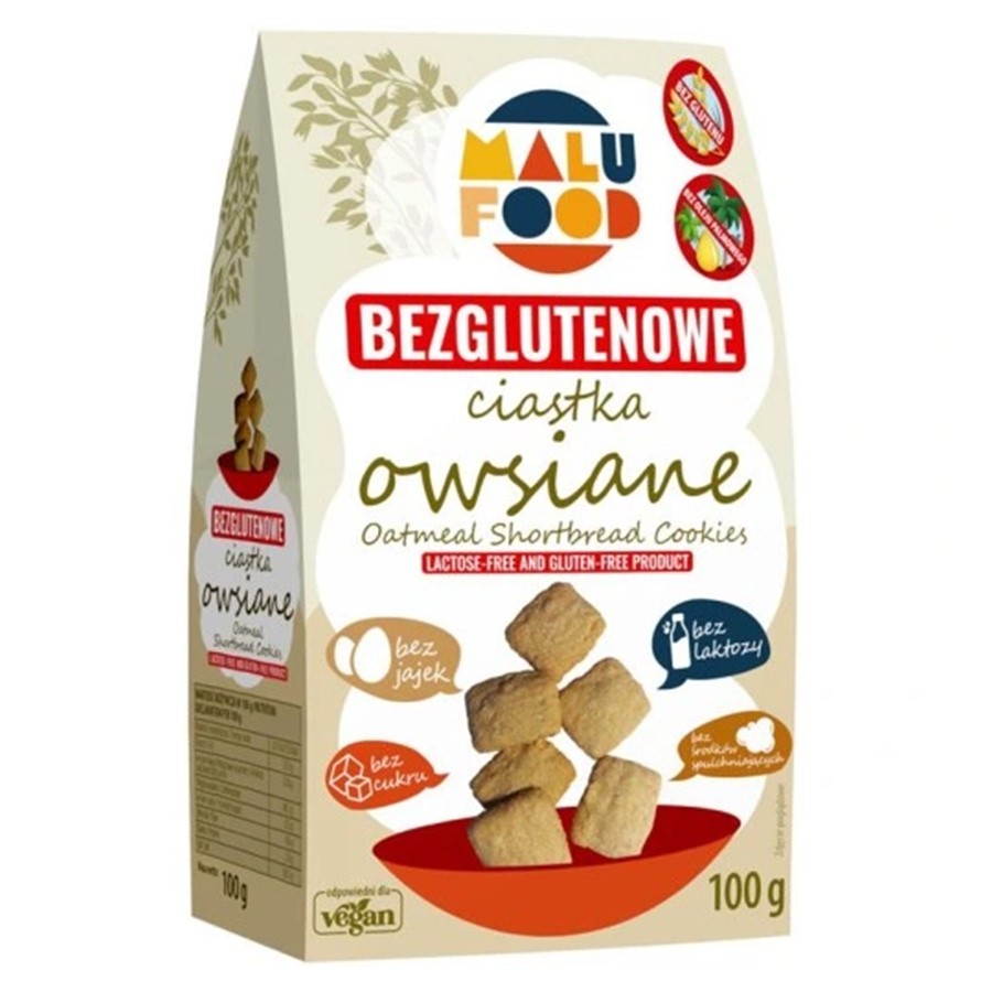 Ciastka owsiane - bez dodatku cukru, bez glutenu Malu Food, 100g