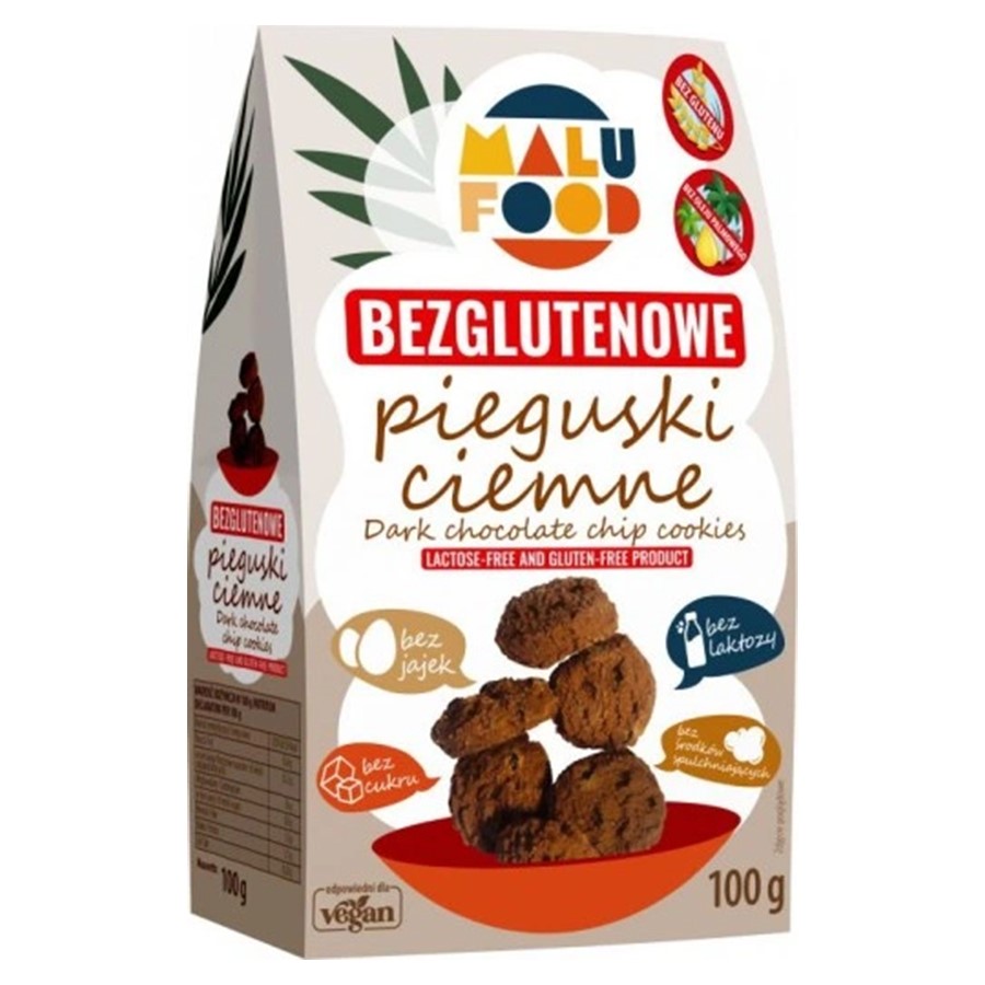 Ciastka  Pieguski ciemne  - bez dodatku cukru, bez glutenu Malu Food, 100g