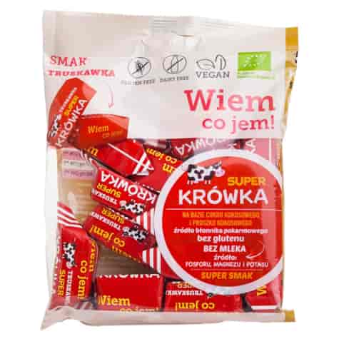 Krówki bezmleczne truskawkowe bezglutenowe Super Krówka BIO 150g