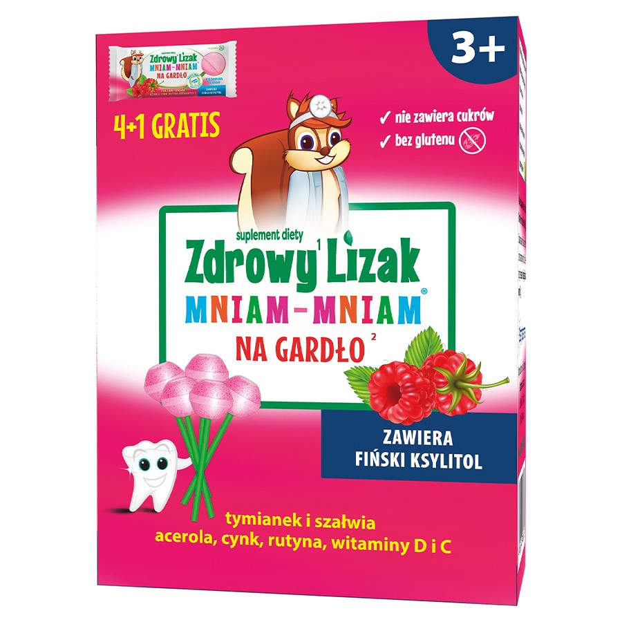 Zdrowy Lizak Mniam-Mniam na gardło Starpharma, 4+1