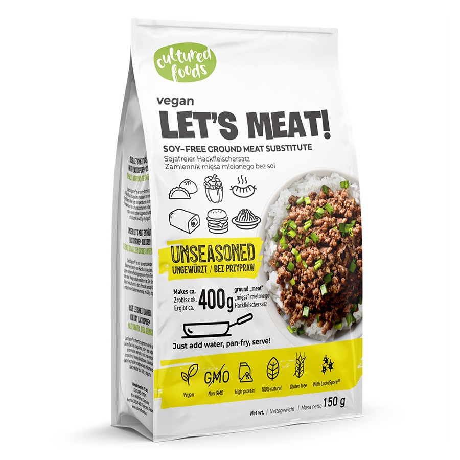 Let's Meat! Roślinny zamiennik mięsa - bez przypraw Cultured Foods 150g