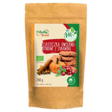 Mieszanka na ciasteczka owsiano - dyniowe z żurawiną Vitally Food BIO, 240g