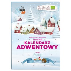 Kalendarz adwentowy z ekologicznymi czekoladkami wegańskimi BEZ CUKRU Super Fudgio, 100G