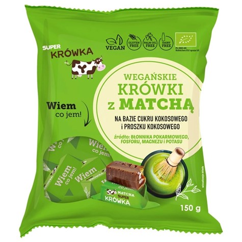 Krówki bezmleczne o smaku matchy wegańskie Super Krówka BIO, 150g