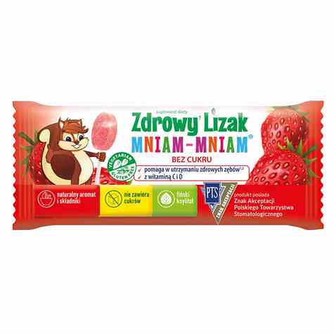 Zdrowy Lizak Mniam-Mniam o smaku truskawkowym Starpharma, 6g (płaski)