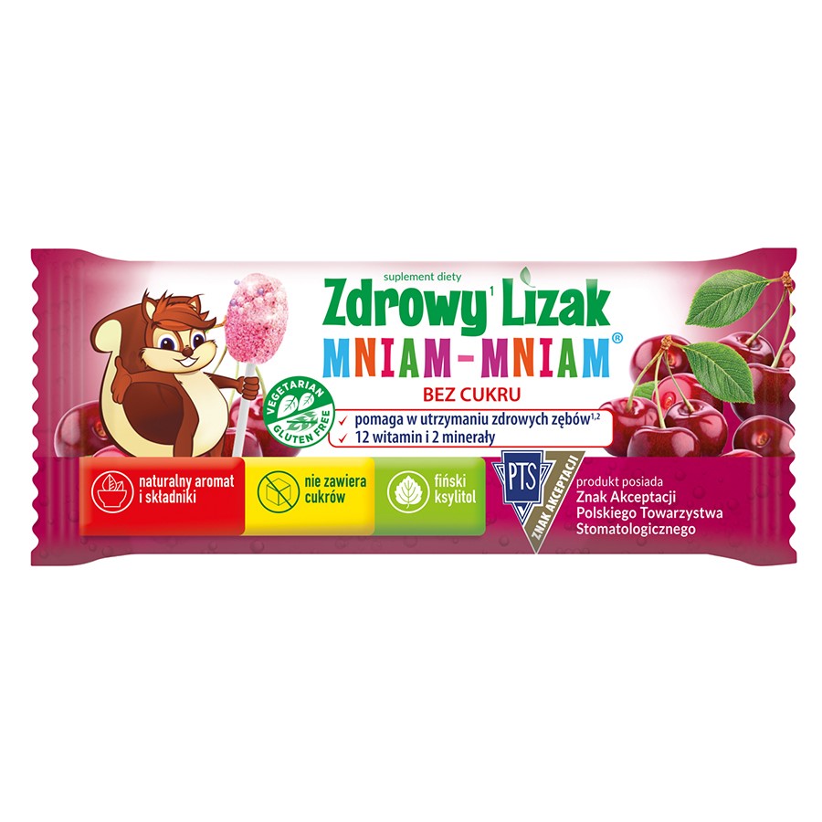 Zdrowy Lizak Mniam-Mniam o smaku musującej wiśni Starpharma, 6g