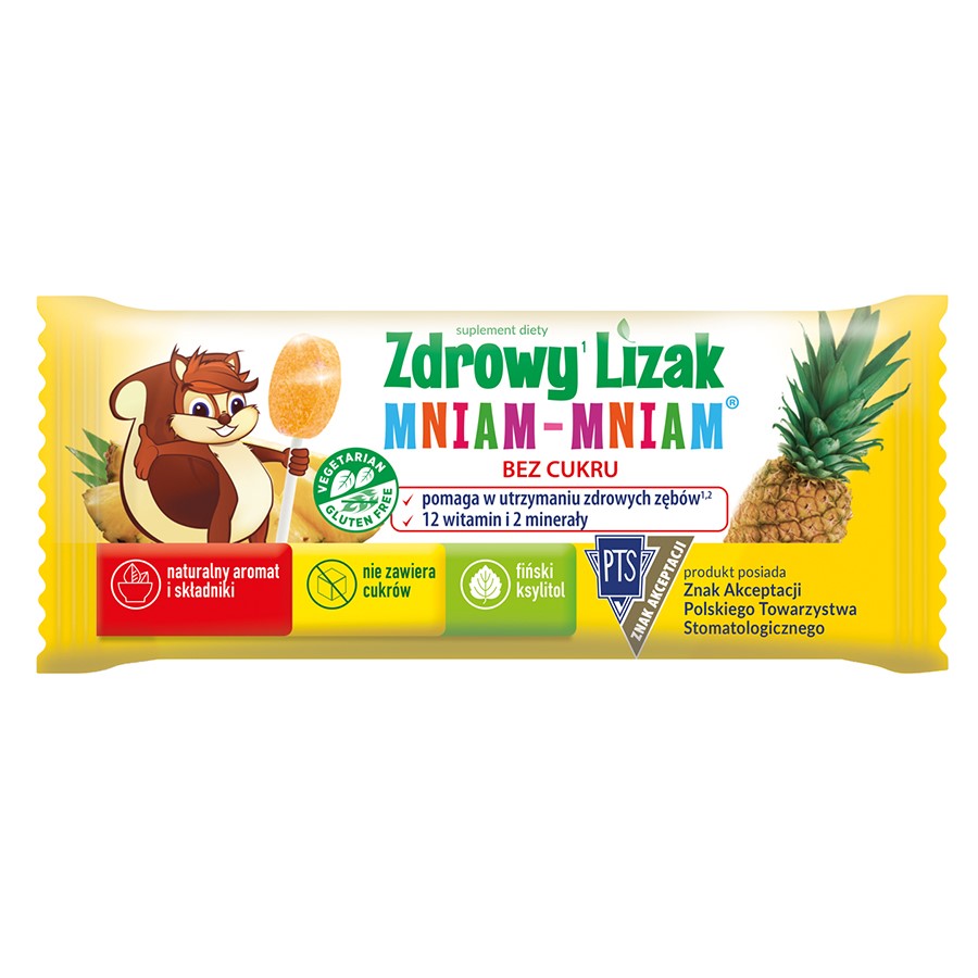 Zdrowy Lizak Mniam-Mniam o smaku ananasowym Starpharma, 6g (płaski)