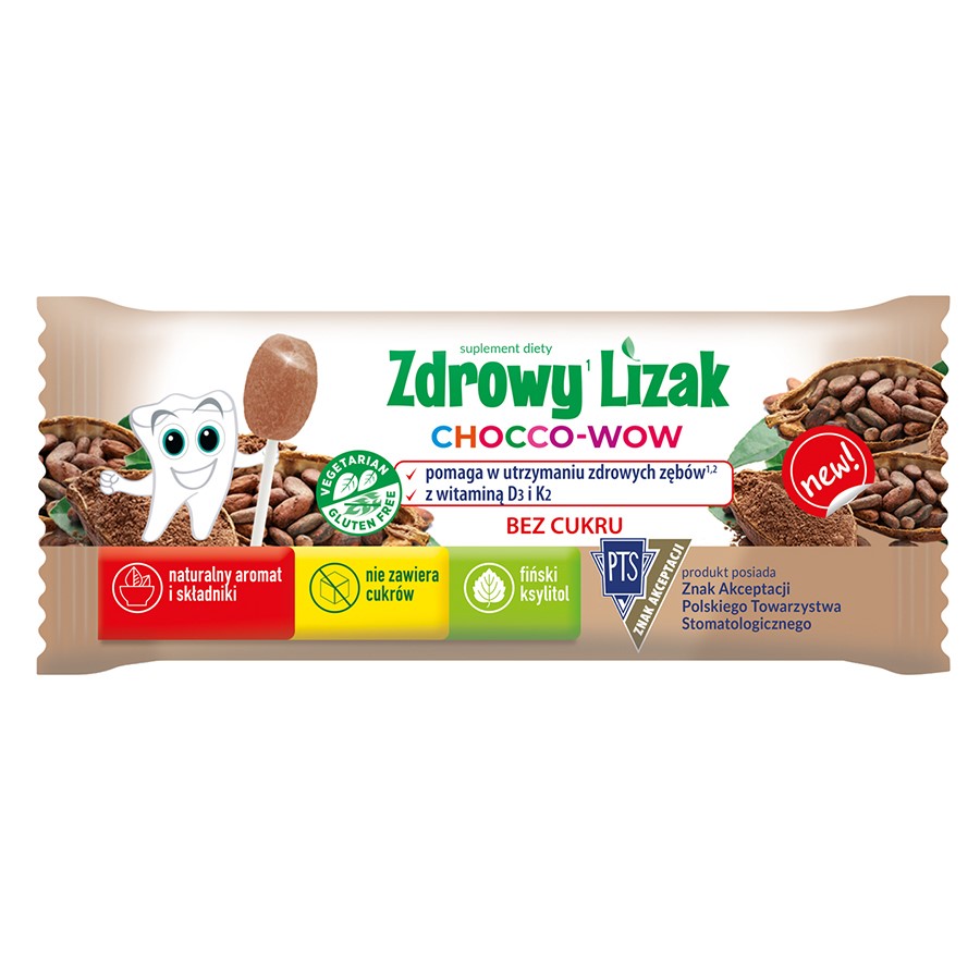 Zdrowy lizak Chocco-Wow o smaku kakao Starpharma, 6g