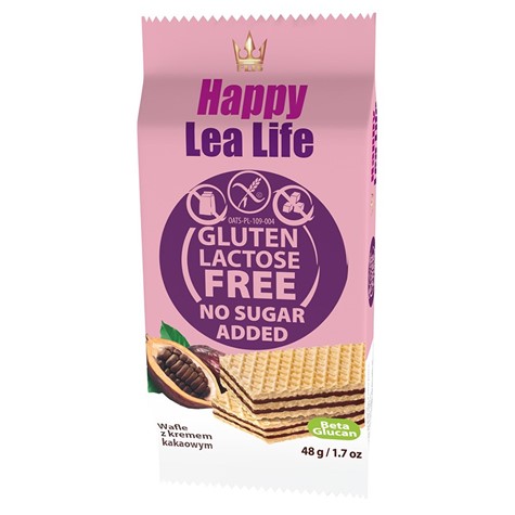 Wafle kakaowe bez glutenu laktozy i bez dodatku cukru Lea Life 48g