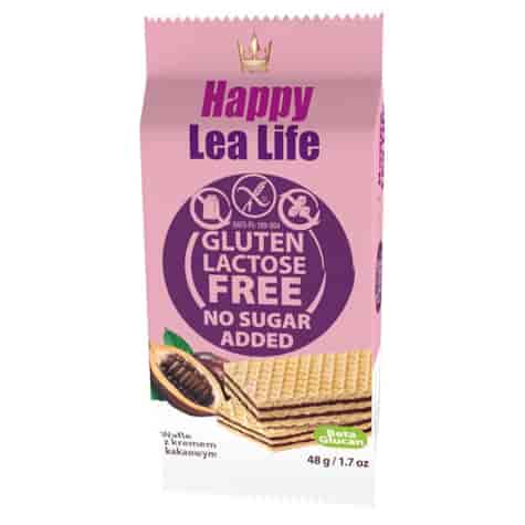 Wafle kakaowe bez glutenu laktozy i bez dodatku cukru Lea Life 48g