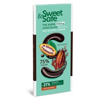 Czekolada deserowa 75% kakao, słodzona stewią i erytrytolem Sweet&Safe, 90g