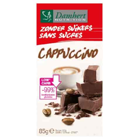 Czekolada o smaku Cappuccino b/cukru i b/glutenu Damhert, 85g