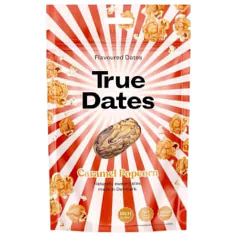 Daktyle bez pestek o smaku karmelowego popcornu True Dates, 100g