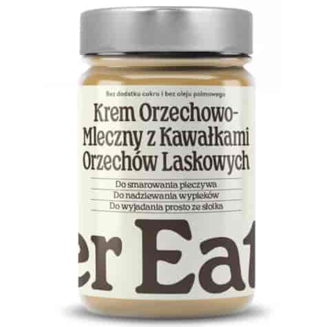Krem orzechowo-mleczny z kawałkami orzechów bez dodatku cukru Finer Eaters, 400g