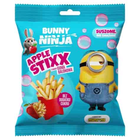 Frytki jabłkowe o smaku gumy balonowej Apple Stixx Bunny Ninja, 30 g