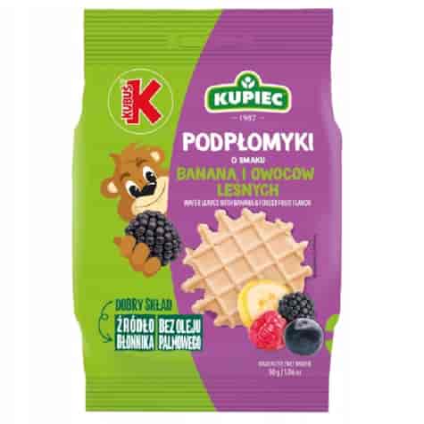 Podpłomyki mini o smaku banana i owoców leśnych Kubuś, 30g